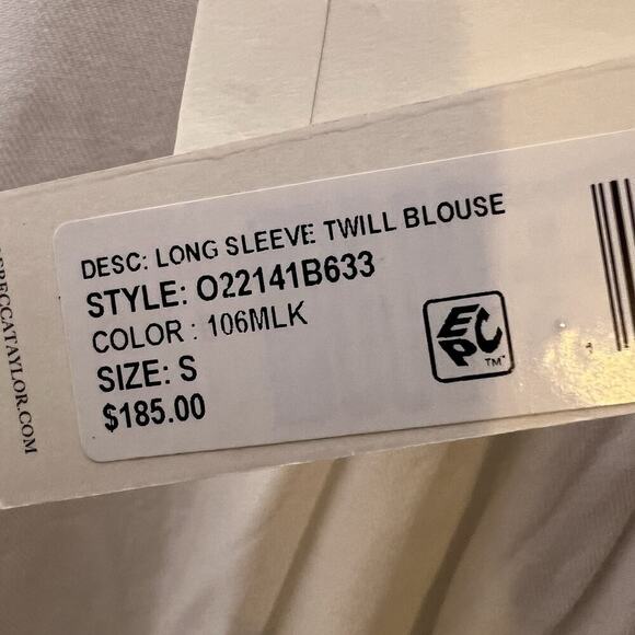 NWT Rebecca Taylor Long Sleeve Twill Blouse Sz S White - Picture 15 of 16